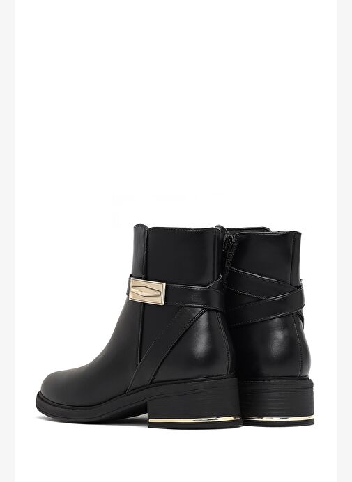 Kadın Siyah Fermuarlı Toka Detaylı Bot 25WFE401018 - Görsel 7