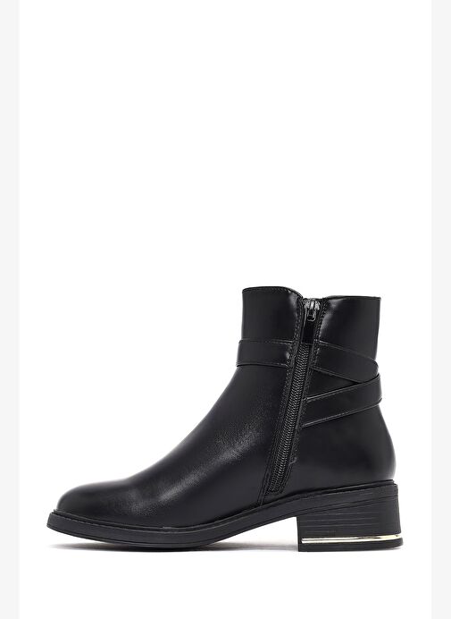 Kadın Siyah Fermuarlı Toka Detaylı Bot 25WFE401018 - Görsel 3