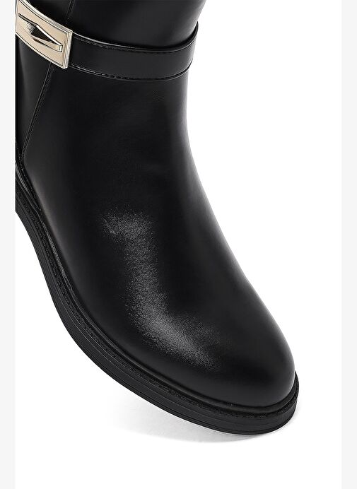 Kadın Siyah Fermuarlı Toka Detaylı Bot 25WFE401018 - Görsel 9