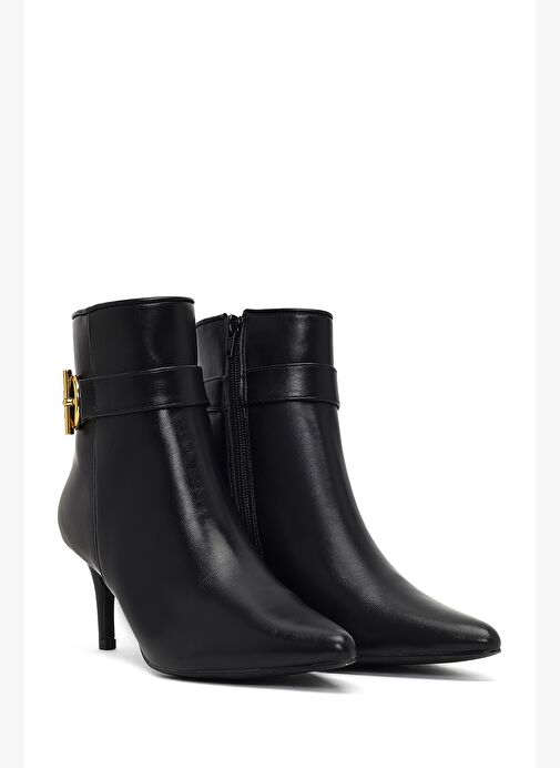 Kadın Siyah Fermuarlı İnce Topuklu Bot 25AFE480818 - Görsel 6