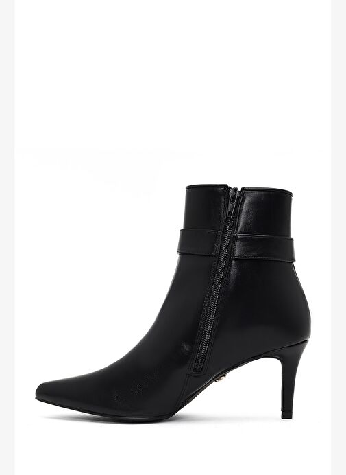 Kadın Siyah Fermuarlı İnce Topuklu Bot 25AFE480818 - Görsel 5