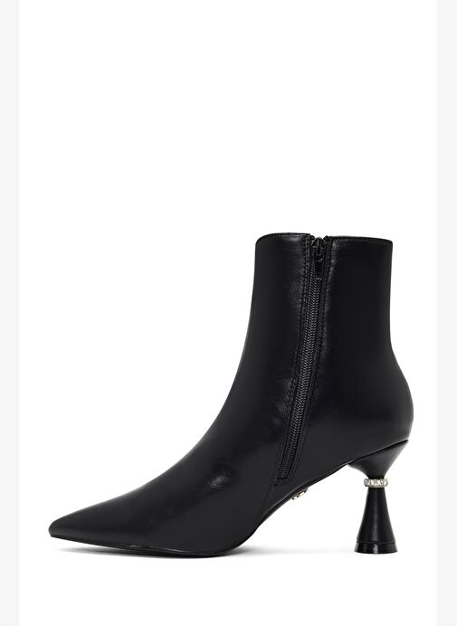 Kadın Siyah Fermuarlı Taş Detaylı Topuklu Bot 25AFE480918 - Görsel 5