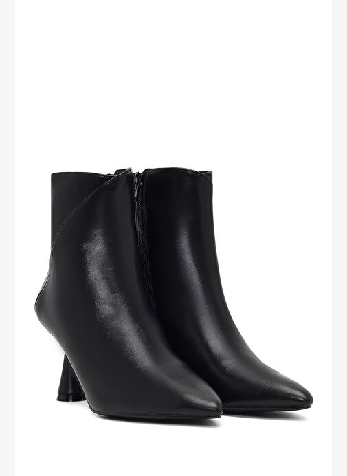 Kadın Siyah Fermuarlı Taş Detaylı Topuklu Bot 25AFE480918 - Görsel 6