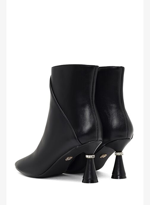 Kadın Siyah Fermuarlı Taş Detaylı Topuklu Bot 25AFE480918 - Görsel 8