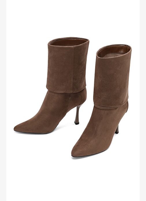 Kadın Vizon İnce Topuklu Süet Bot 25AFE481010 - Görsel 4