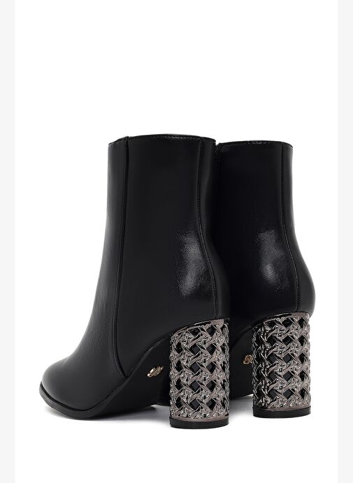 Kadın Siyah Fermuarlı Desenli Kalın Topuklu Bot 25WFE481118 - Görsel 8