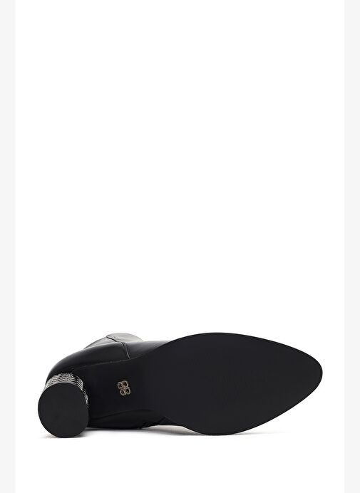 Kadın Siyah Fermuarlı Desenli Kalın Topuklu Bot 25WFE481118 - Görsel 7