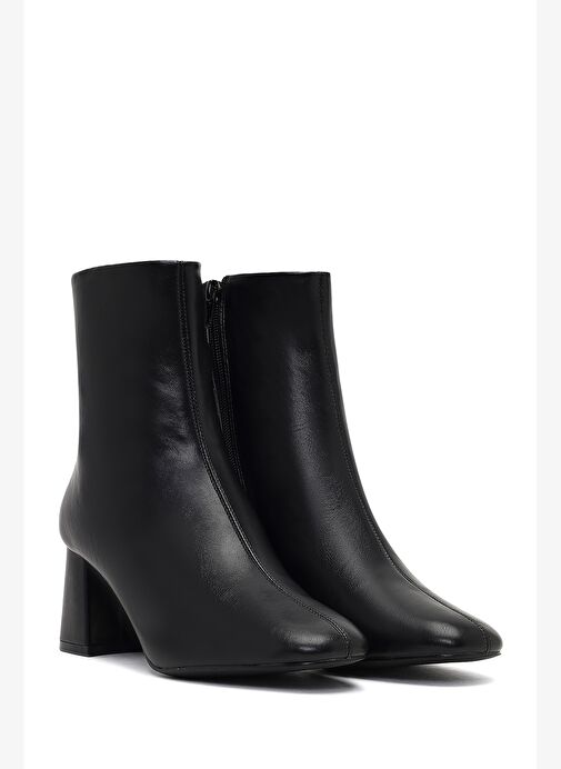 Kadın Siyah Fermuarlı Kalın Topuklu Bot 25WFE481318 - Görsel 6