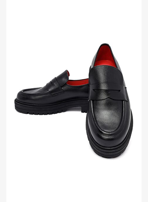 Derimod Gritti Kadın Siyah Deri Maskülen Loafer 25AFD111118 - Görsel 9