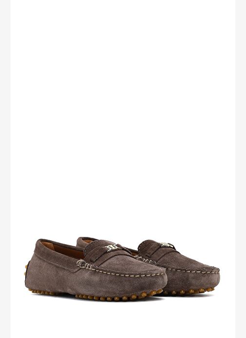 Kadın Vizon Tokalı Süet Deri Loafer 25AFD141710 - Görsel 4