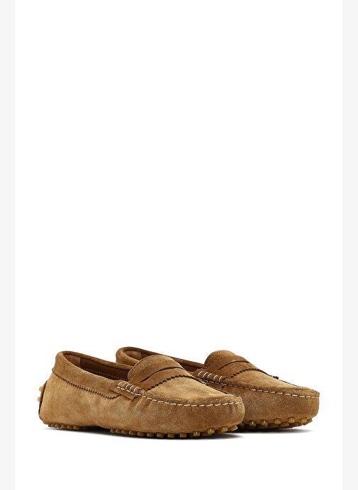 Kadın Taba Süet Deri Loafer 25AFD141810 - Görsel 4