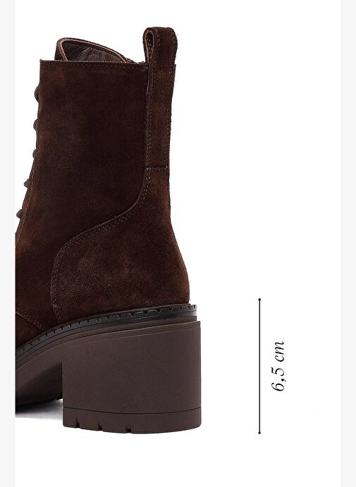 Kadın Kahverengi Fermuarlı Kalın Topuklu Süet Deri Postal Bot 25WFD141110 - Görsel 3