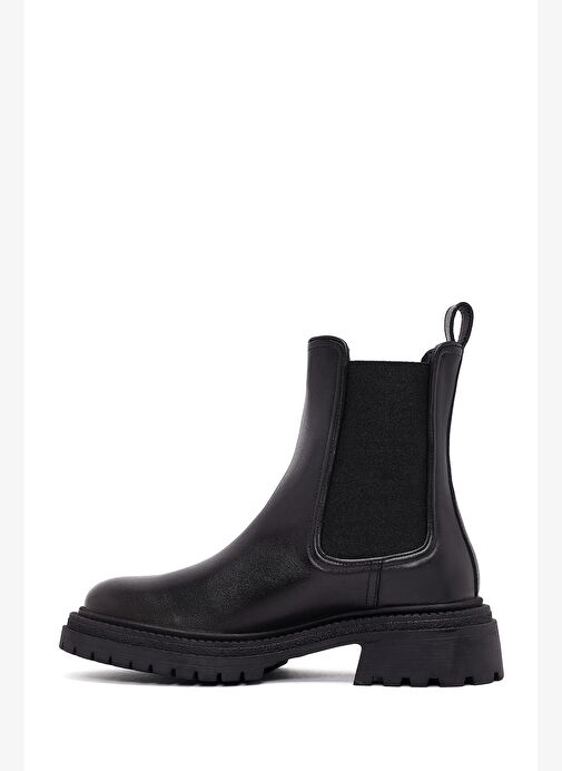 Kadın Siyah Kalın Tabanlı Deri Chelsea Bot 25WFD141018 - Görsel 3