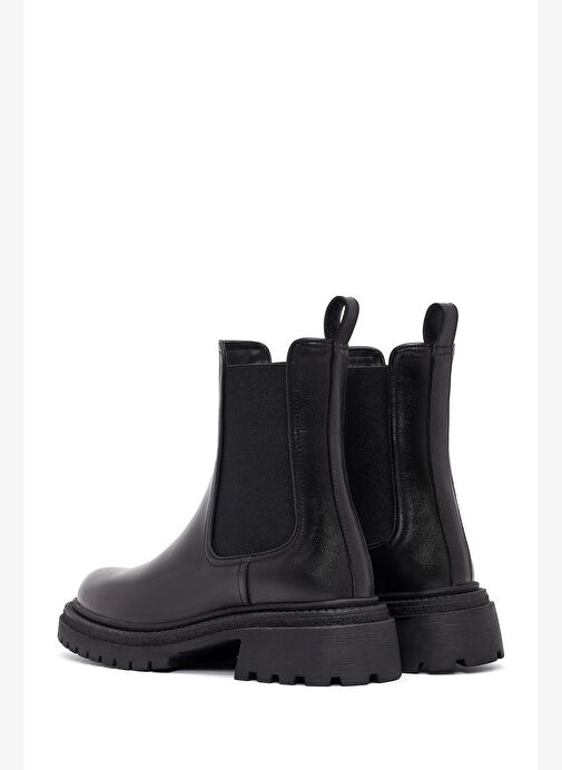 Kadın Siyah Kalın Tabanlı Deri Chelsea Bot 25WFD141018 - Görsel 7