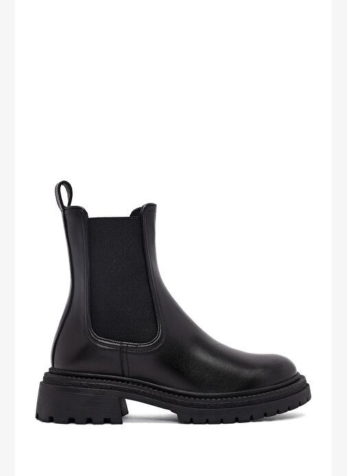 Kadın Siyah Kalın Tabanlı Deri Chelsea Bot 25WFD141018 - Görsel 2
