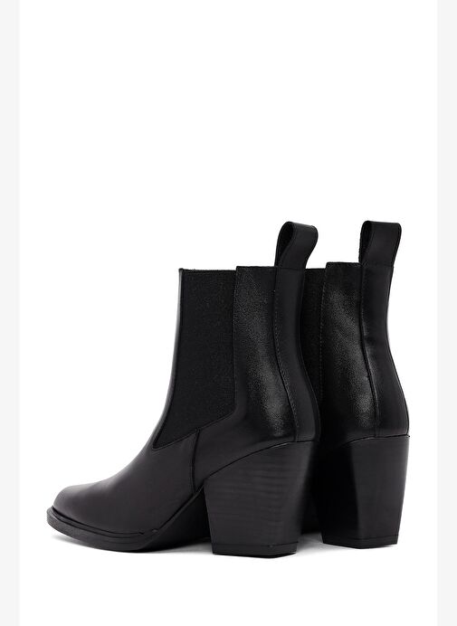 Kadın Siyah Kalın Topuklu Deri Chelsea Bot 25WFD141318 - Görsel 8