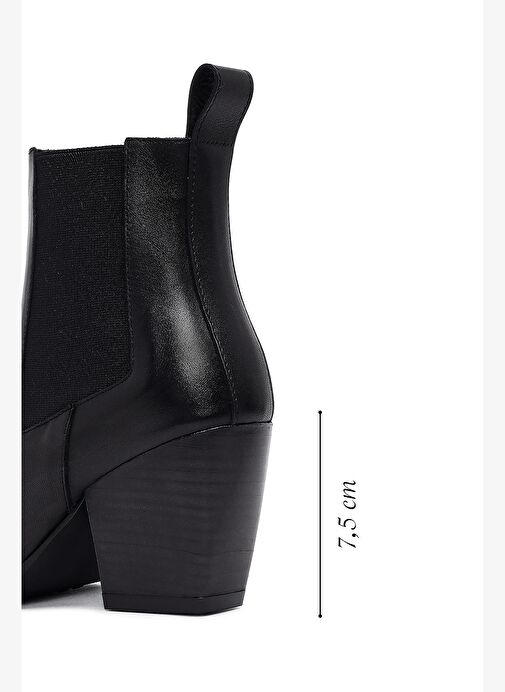 Kadın Siyah Kalın Topuklu Deri Chelsea Bot 25WFD141318 - Görsel 3
