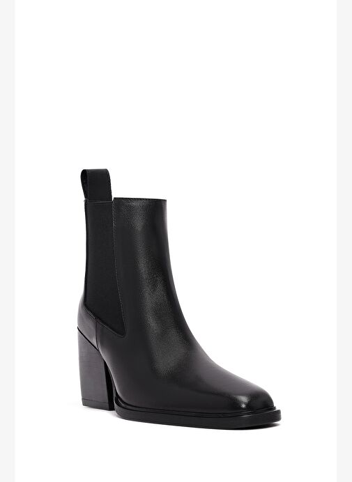 Kadın Siyah Kalın Topuklu Deri Chelsea Bot 25WFD141318 - Görsel 9