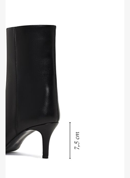 Kadın Siyah İnce Topuklu Deri Bot 25WFD141516 - Görsel 3