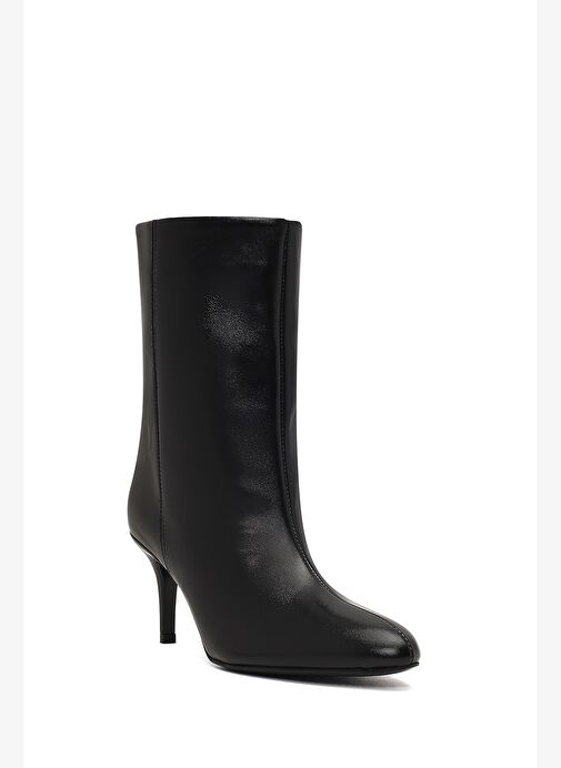 Kadın Siyah İnce Topuklu Deri Bot 25WFD141516 - Görsel 9