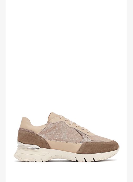 Kadın Vizon Bağcıklı Kalın Tabanlı Deri Sneaker 25AFD371014 - Görsel 2