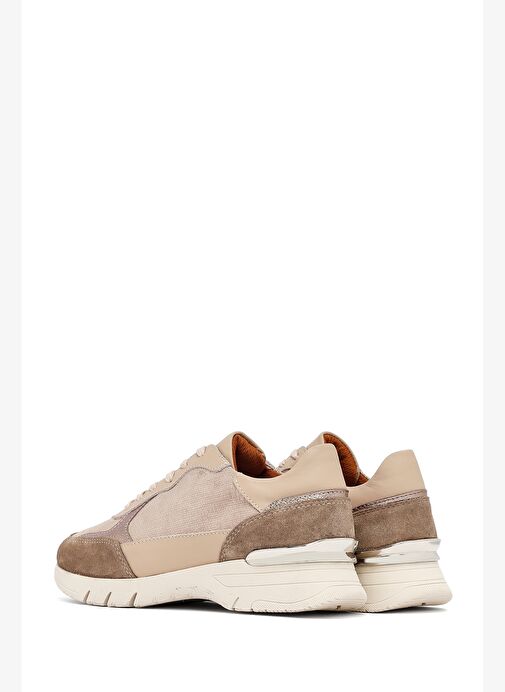 Kadın Vizon Bağcıklı Kalın Tabanlı Deri Sneaker 25AFD371014 - Görsel 6