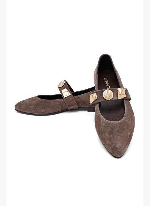 Kadın Vizon Tokalı Süet Deri Babet 25AFD204110 - Görsel 9