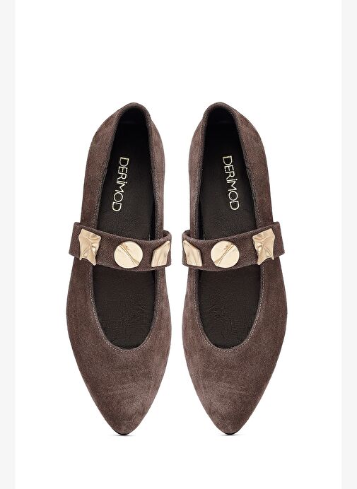 Kadın Vizon Tokalı Süet Deri Babet 25AFD204110 - Görsel 8