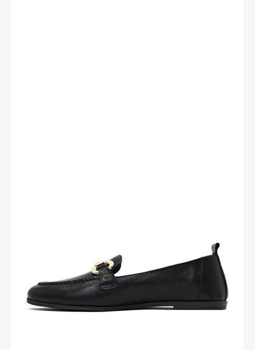 Kadın Siyah Tokalı Deri Loafer 25AFD204418 - Görsel 3