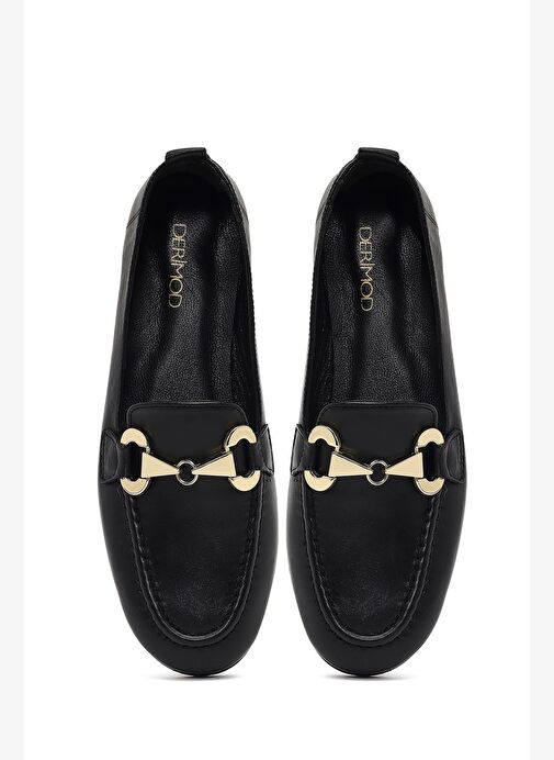 Kadın Siyah Tokalı Deri Loafer 25AFD204418 - Görsel 8