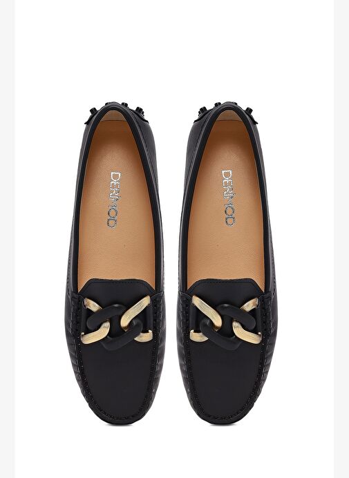 Kadın Siyah Tokalı Deri Loafer 25AFD290118 - Görsel 8