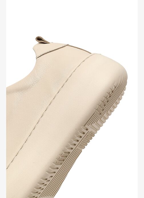 Kadın Bej Bağcıklı Kalın Tabanlı Deri Sneaker 25AFD290218 - Görsel 9