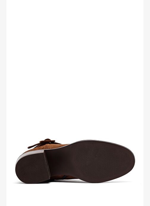 Kadın Taba Fermuarlı Kısa Topuklu Süet Deri Bot 25WFD202810 - Görsel 7