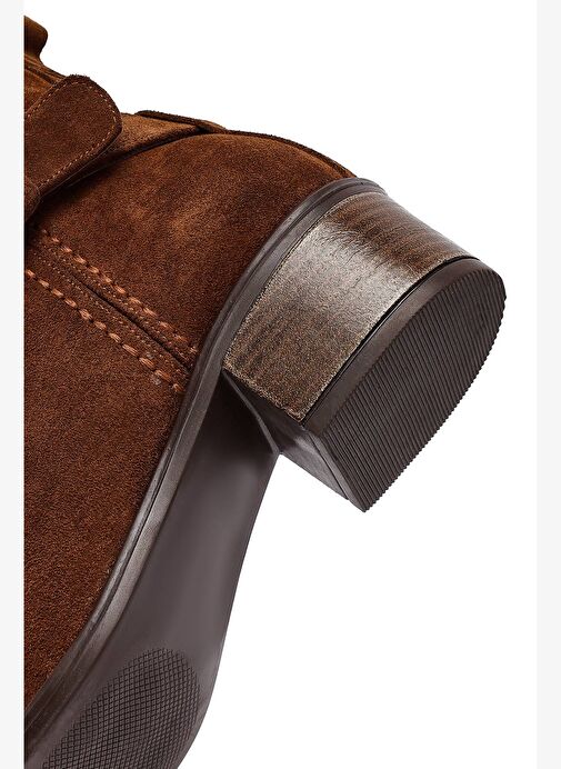 Kadın Taba Fermuarlı Kısa Topuklu Süet Deri Bot 25WFD202810 - Görsel 9