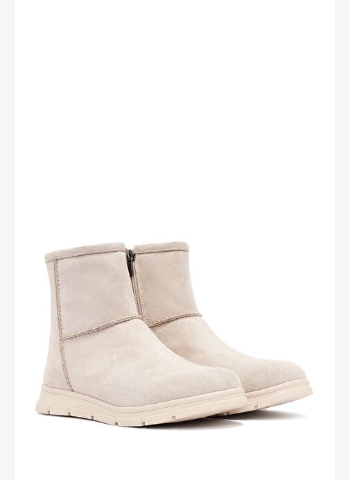 Kadın Bej Fermuarlı Süet Teddy Bot 25WFE250910 - Görsel 5