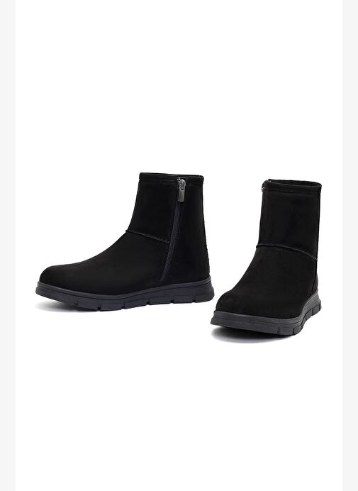 Kadın Siyah Fermuarlı Süet Teddy Bot 25WFE250910 - Görsel 4
