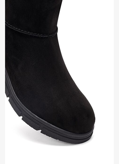 Kadın Siyah Fermuarlı Süet Teddy Bot 25WFE250910 - Görsel 9