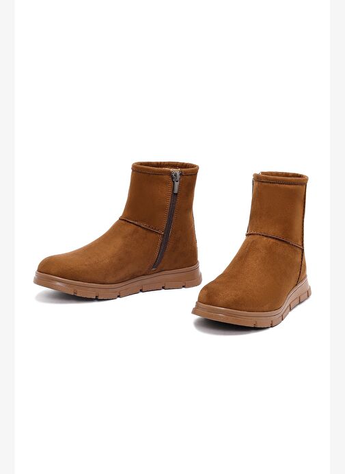 Kadın Taba Fermuarlı Süet Teddy Bot 25WFE250910 - Görsel 4