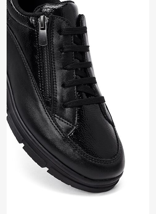 Kadın Siyah Bağcıklı Sneaker 25AFE250814 - Görsel 9