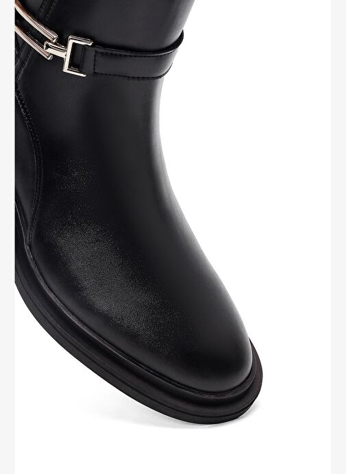 Kadın Siyah Fermuarlı Tokalı Bot 25WFE251218 - Görsel 9