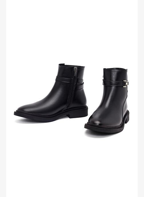 Kadın Siyah Fermuarlı Tokalı Bot 25WFE251218 - Görsel 4