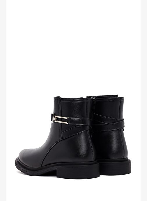 Kadın Siyah Fermuarlı Tokalı Bot 25WFE251218 - Görsel 7