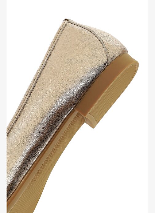 Kadın Altın Metalik Deri Babet 25SFD291232 - Görsel 9