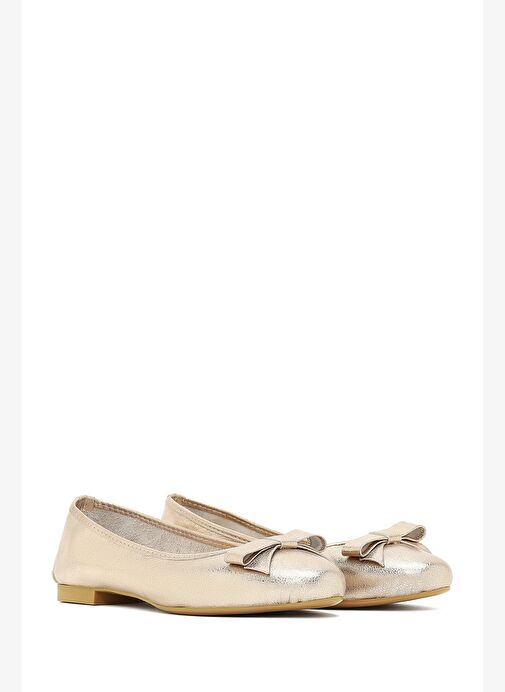 Kadın Altın Metalik Deri Babet 25SFD291232 - Görsel 4