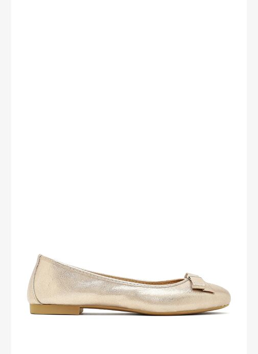 Kadın Altın Metalik Deri Babet 25SFD291232 - Görsel 2