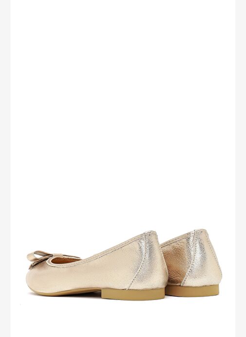 Kadın Altın Metalik Deri Babet 25SFD291232 - Görsel 6