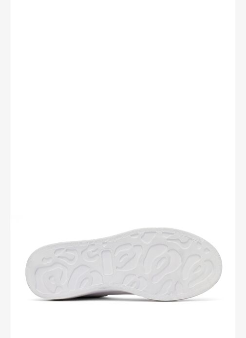 Kadın Beyaz Bağcıklı Kalın Tabanlı Deri Sneaker 25AFD220518 - Görsel 5