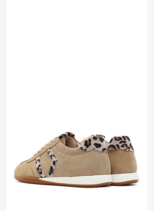 Kadın Bej Bağcıklı Süet Deri Sneaker 25AFD220810 - Görsel 6