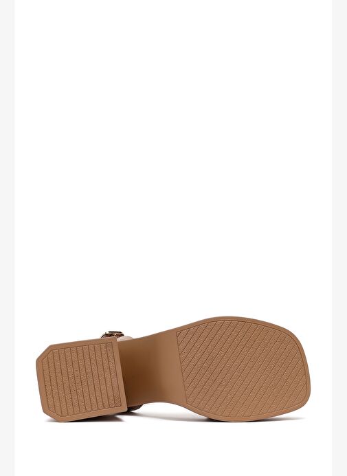 Derimod Derimod Kadın Bej Bilekten Tokalı Kalın Topuklu Platformlu Deri Sandalet 25SFD131318 Sandalet & Terlik | Boyner Bej - 6. görsel