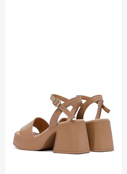 Derimod Derimod Kadın Bej Bilekten Tokalı Kalın Topuklu Platformlu Deri Sandalet 25SFD131318 Sandalet & Terlik | Boyner Bej - 7. görsel